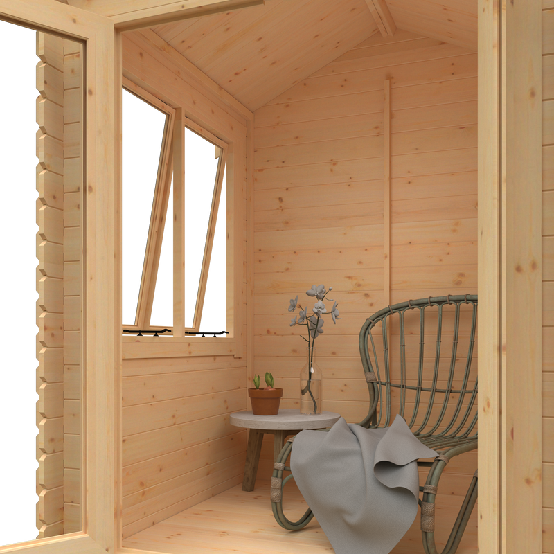 Modular Oriana 19mm Log Cabin with Full Pane Double Doors and Euro Style Windows