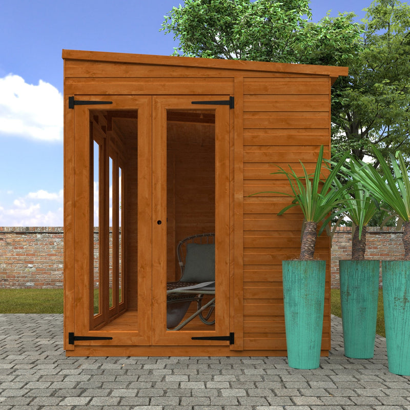 Flex Shiplap Timber Pent Summerhouse with Full Pane Double Doors and Windows - summerhouse