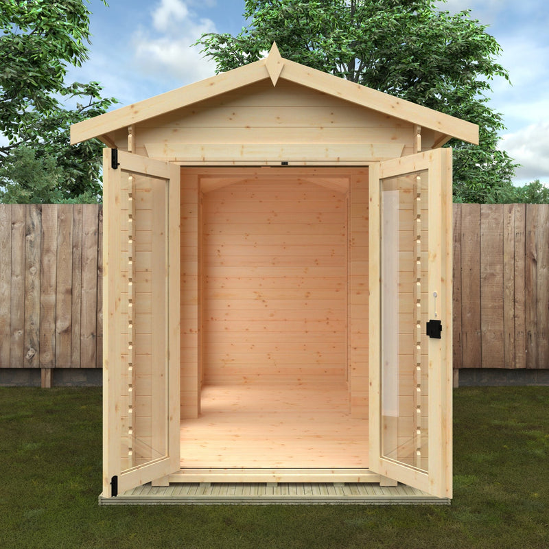 The Beaumont Modular 19mm Log Cabin with Full Pane Windows and Double Doors - Log Cabin