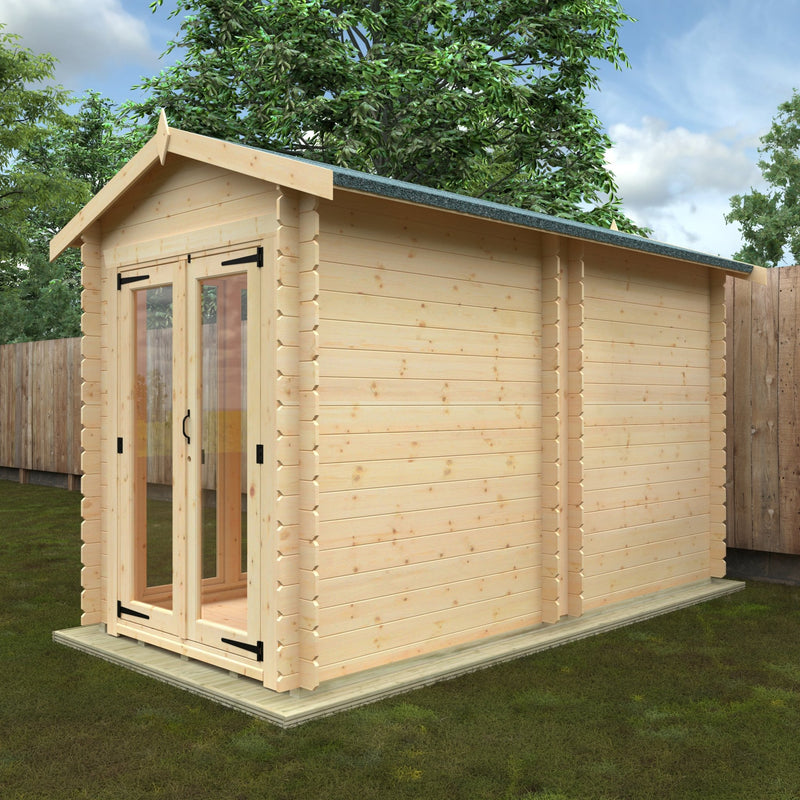 The Beaumont Modular 19mm Log Cabin with Full Pane Windows and Double Doors - Log Cabin