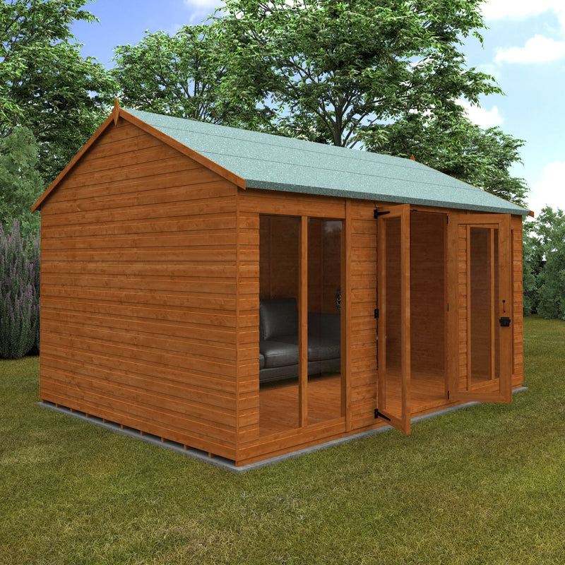 Timber Full Pane Summerhouse with Full Pane Double Doors and Windows Workerman APex - summerhouse