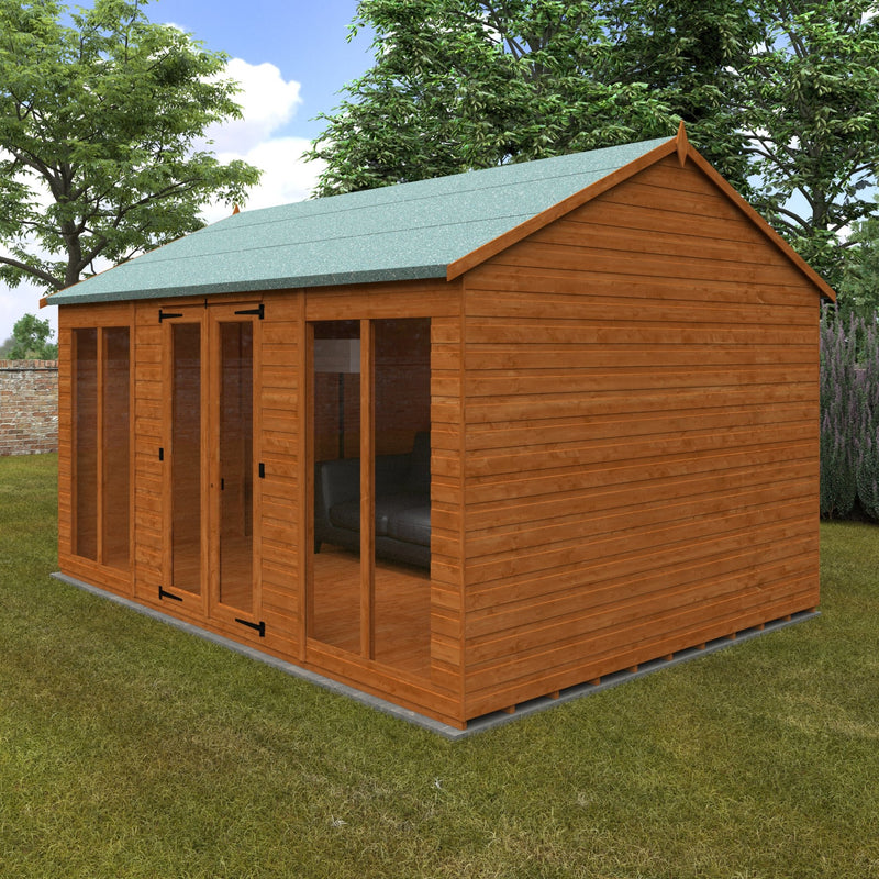 Timber Full Pane Summerhouse with Full Pane Double Doors and Windows Workerman APex - summerhouse